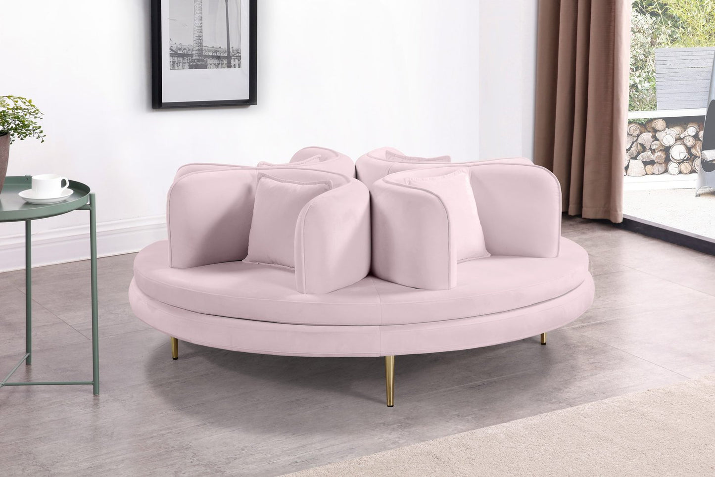 Circlet 72" Velvet Upholstered Roundabout Sofa - pink