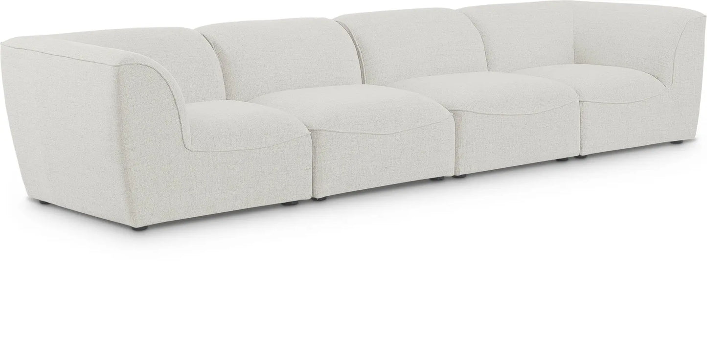 Miram 142" Linen Textured Fabric Upholstered 4pc. Modular Sofa