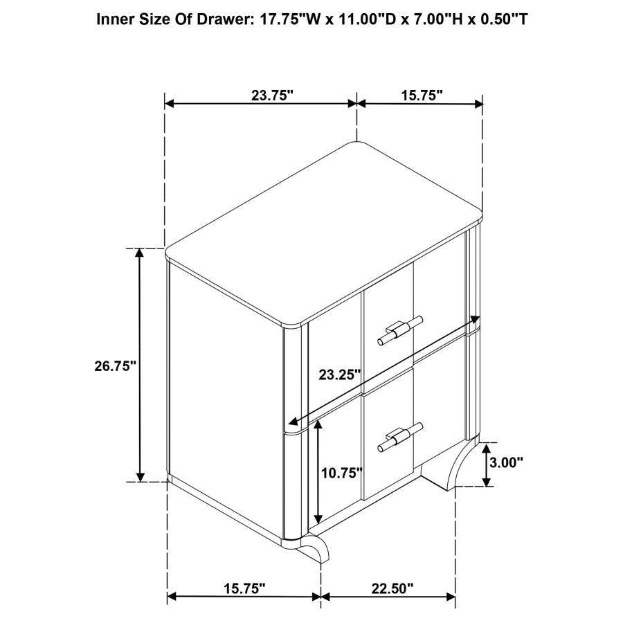 Leanne 2-Drawer Sinter Stone Top Nightstand – Light Oak