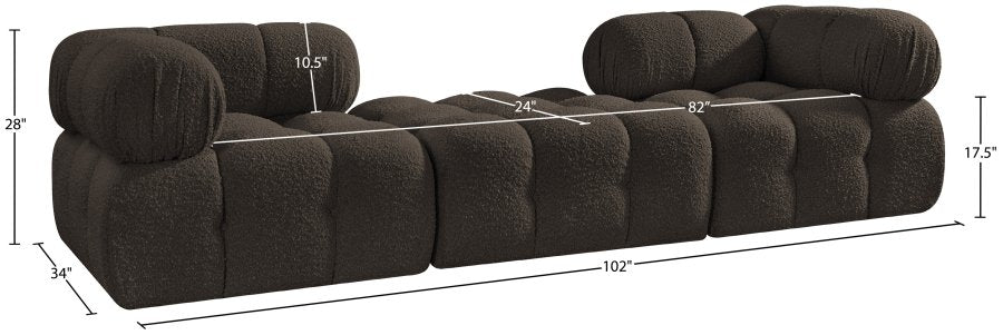 Ames 102" Boucle Fabric Upholstered 3pc. Modular Sofa