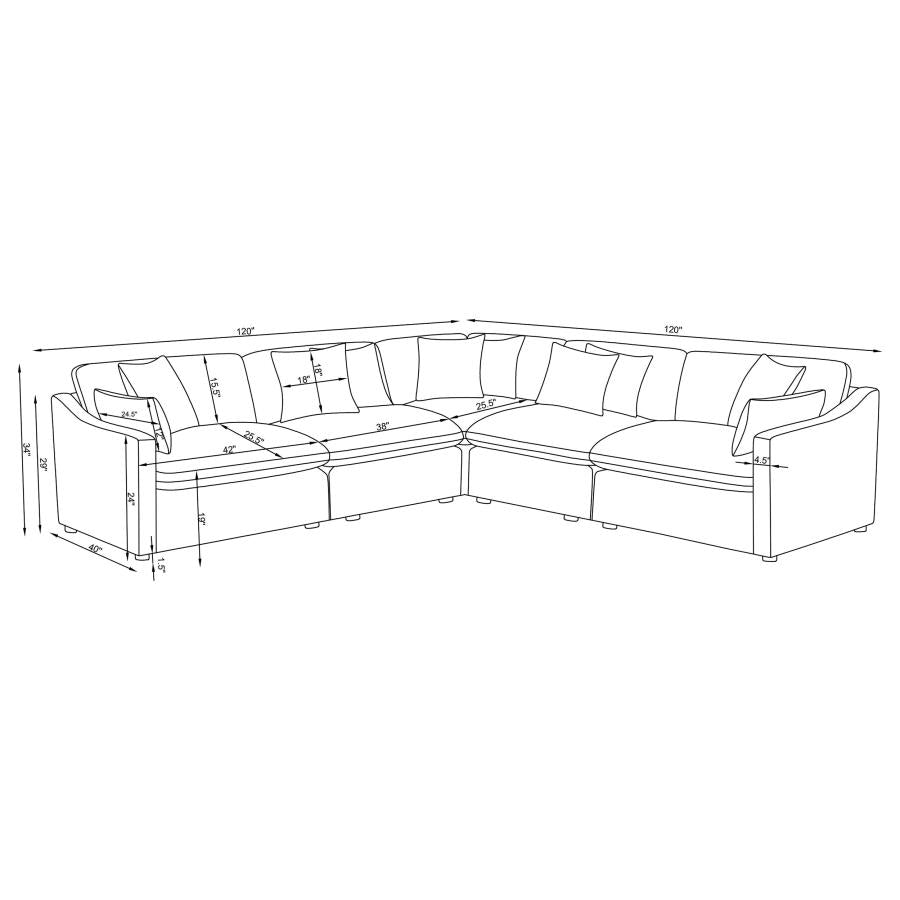 Hobson 5-Piece Upholstered Modular Sectional Sofa Ivory