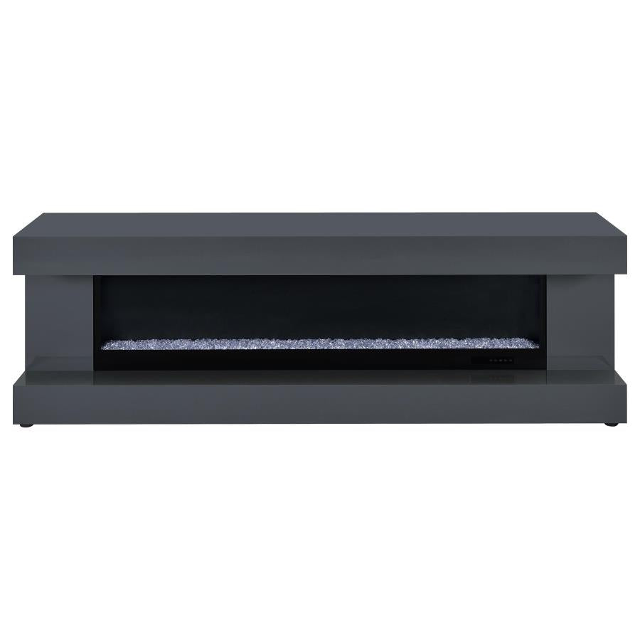 MALLORY TV STAND FIREPLACE CONSOLE BLUETOOTH SPEAKER WHITE HIGH GLOSS