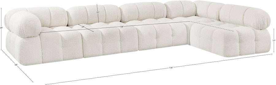 Ames 136" Boucle Fabric Sectional