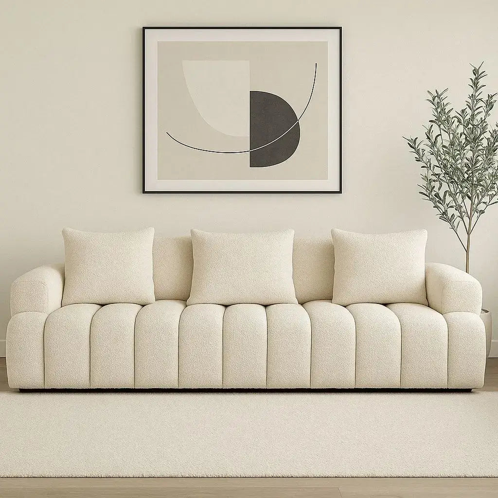 ISABELLA SOFA 96 INC CUSTOM-MADE TEDDY - CREAM