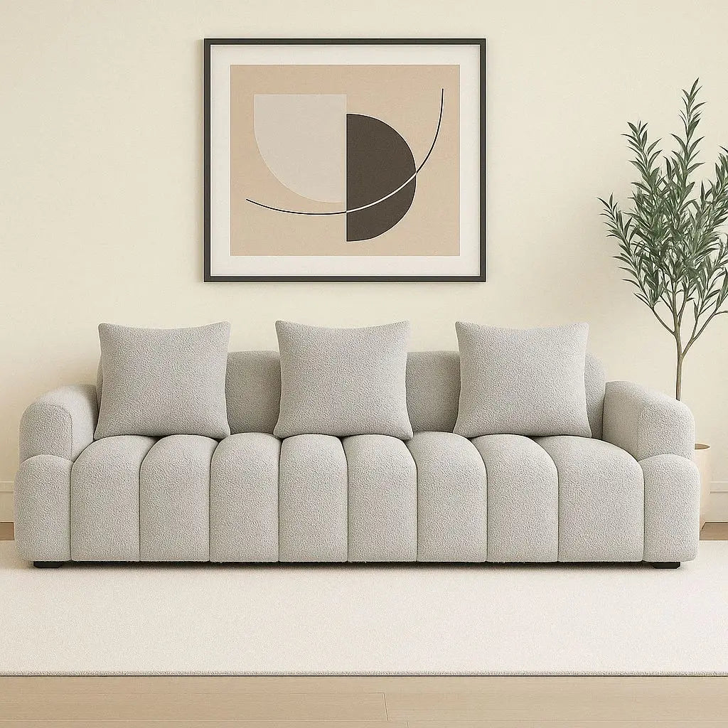ISABELLA SOFA 96 INC CUSTOM-MADE TEDDY - PEARL l DOVE
