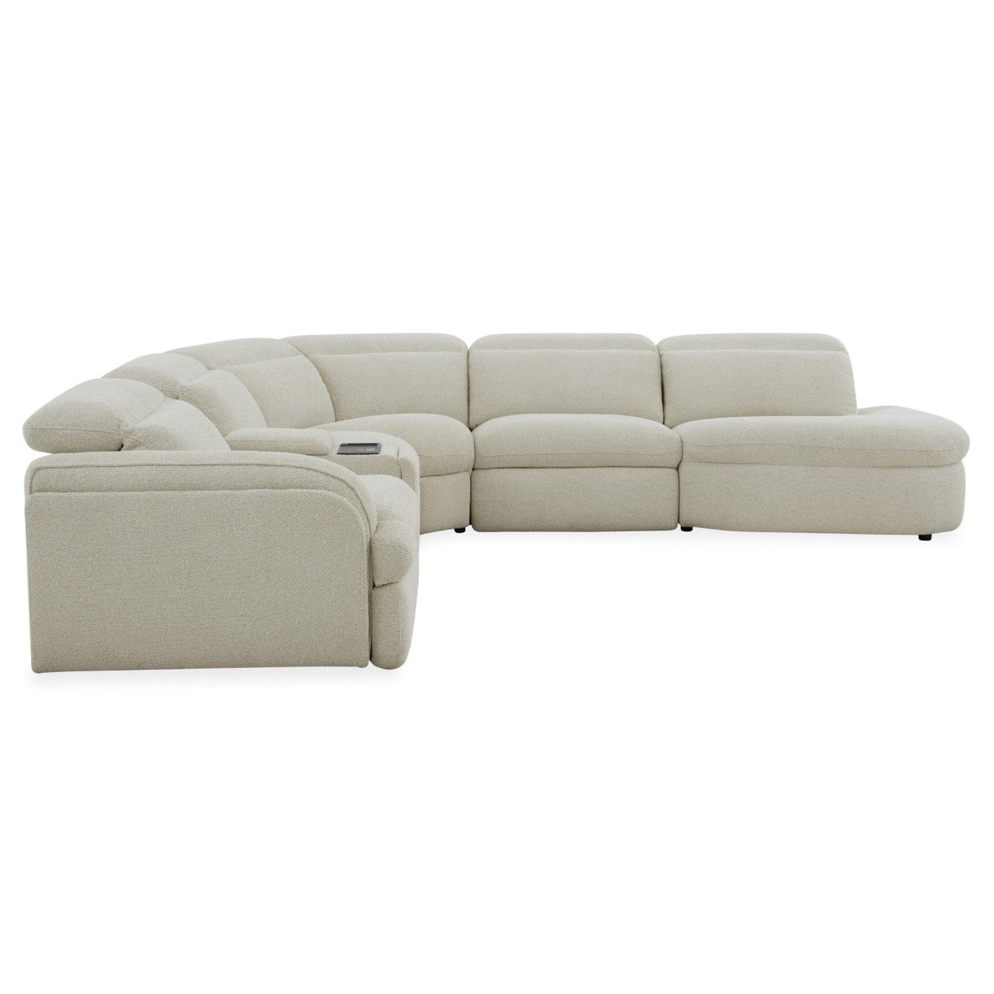 Ambler - Modern Off-White Fabric Sectional Sofa w/ 2 Power Recliners Right Facing Chaise
