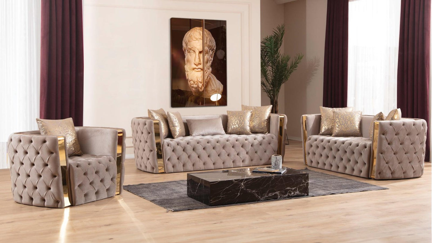 NAOMI 2 PC LIVING ROOM SET IN TAUPE - T - NAOMI 2 PC LIVING ROOM SET IN TAUPE - T