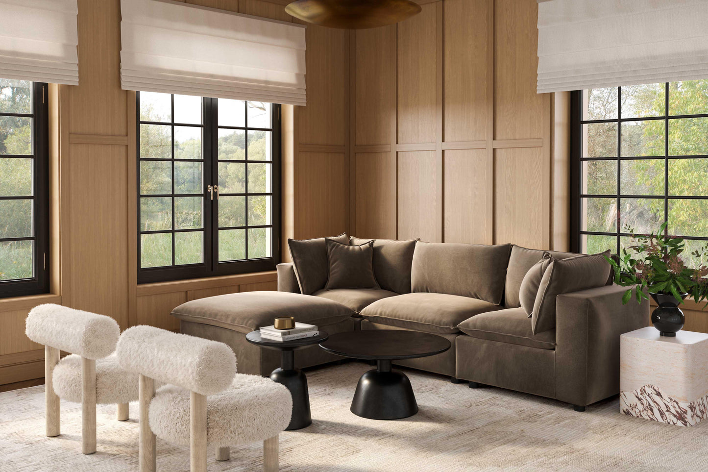Cali 4-Piece Chocolate Brown Performance Velvet Sectional