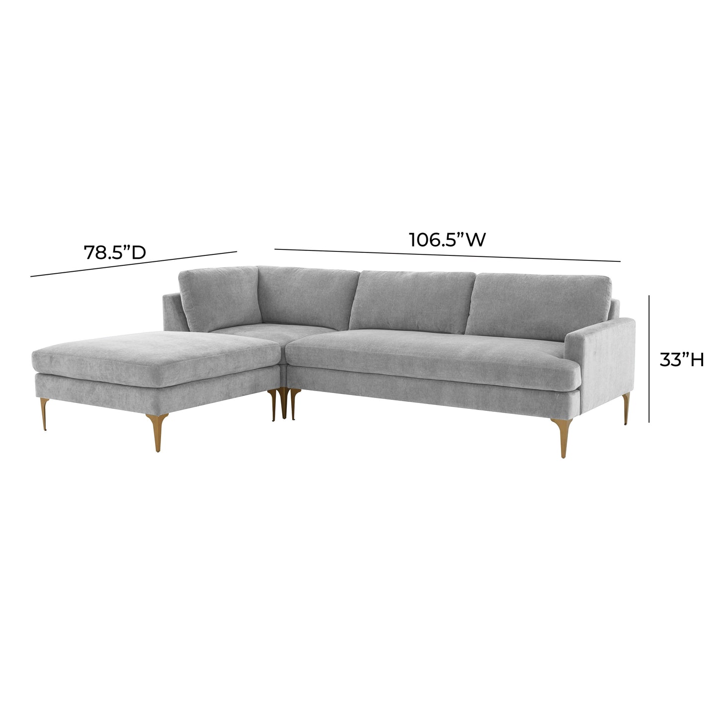Serena 3-Piece Performance Velvet Chaise Sectional