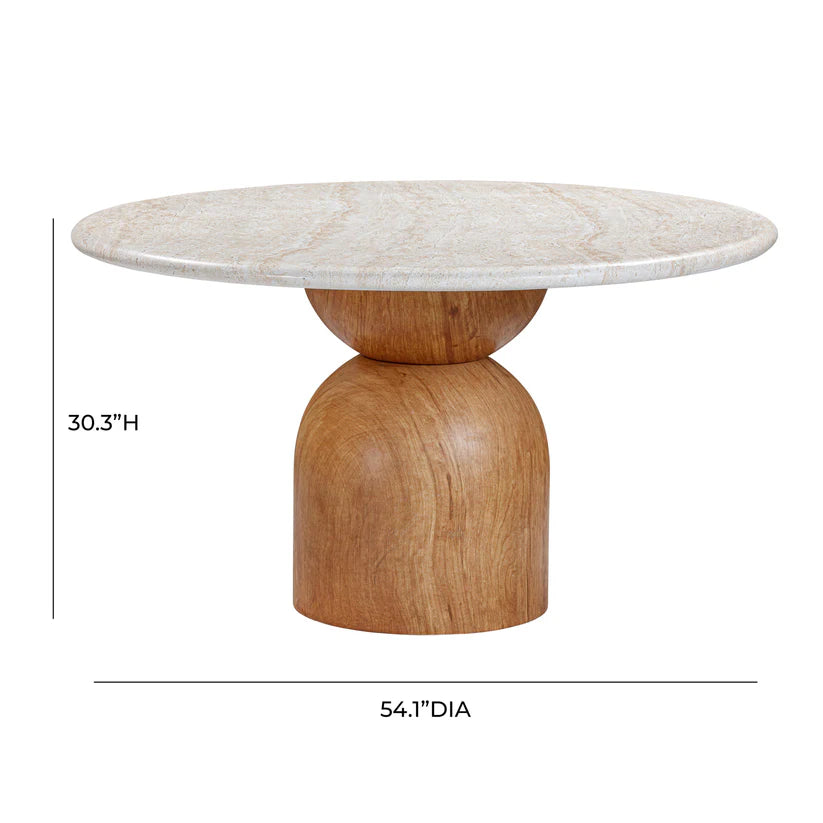 Cynthia 54" Faux Travertine Indoor/Outdoor Concrete Round Dining Table