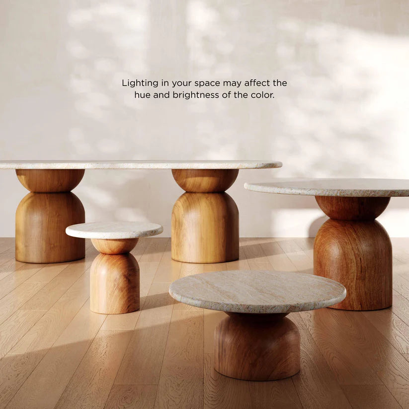 Cynthia 54" Faux Travertine Indoor/Outdoor Concrete Round Dining Table
