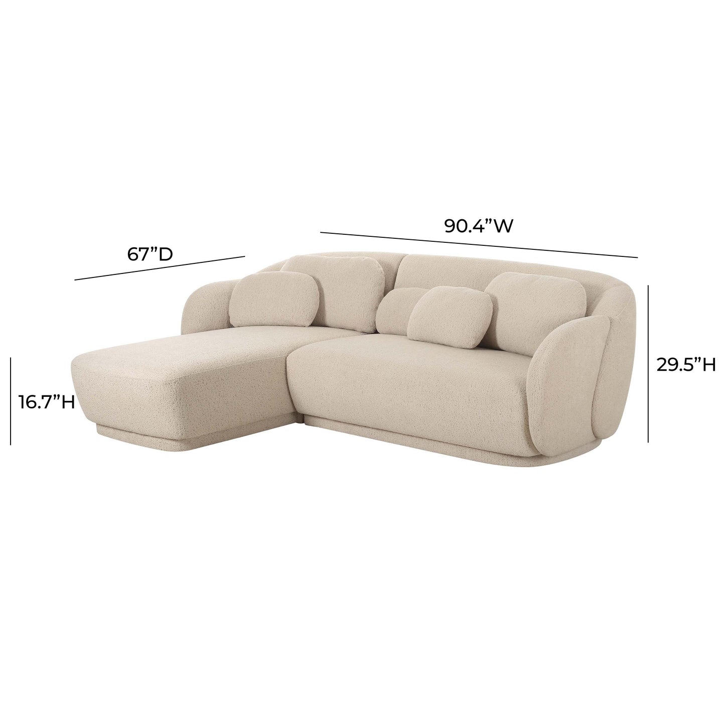 Misty 2-Piece Cream Performance Boucle L-Shaped Sectional