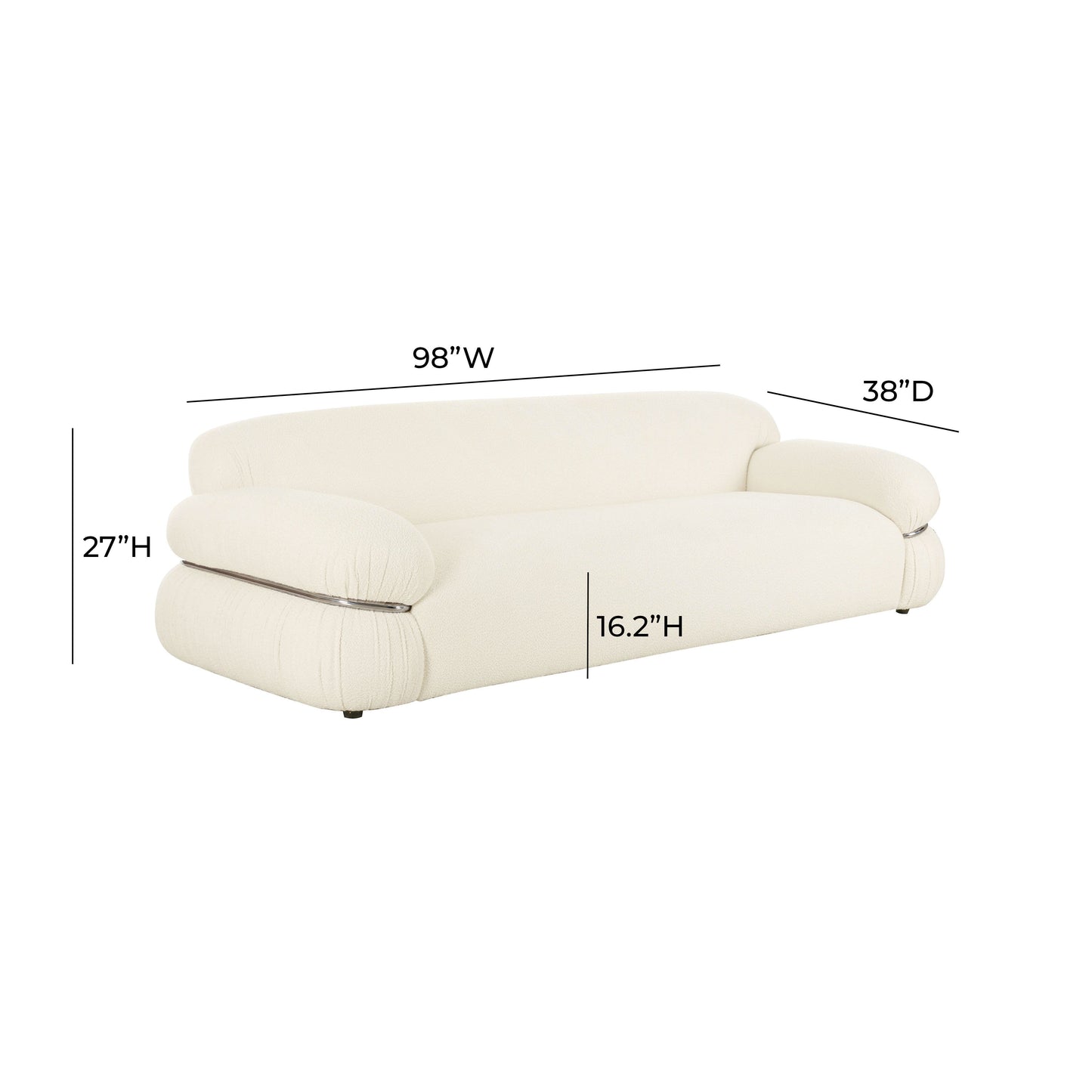Leyla 98" Cream Performance Boucle Sofa