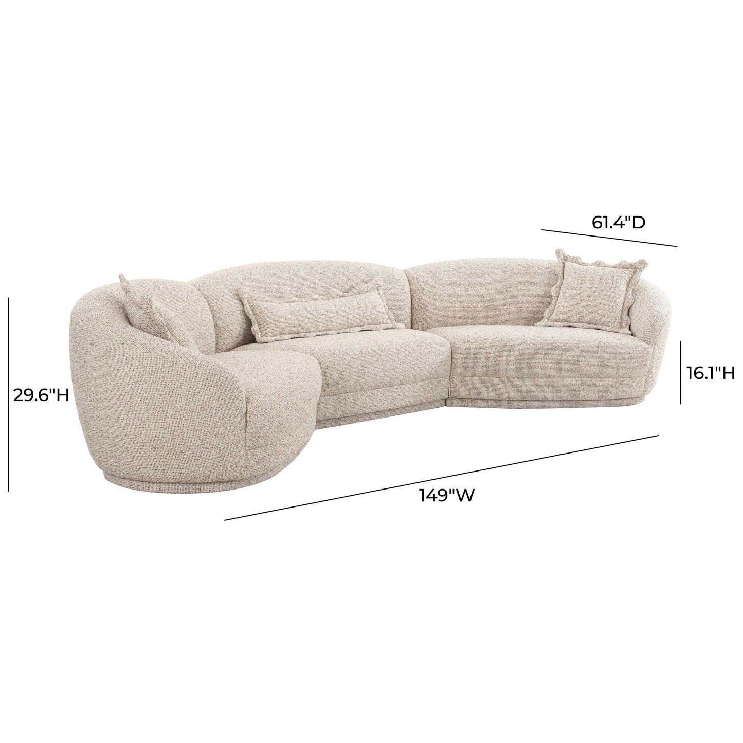 Marion 3-Piece Two-Tone Textured Performance Boucle Sectional