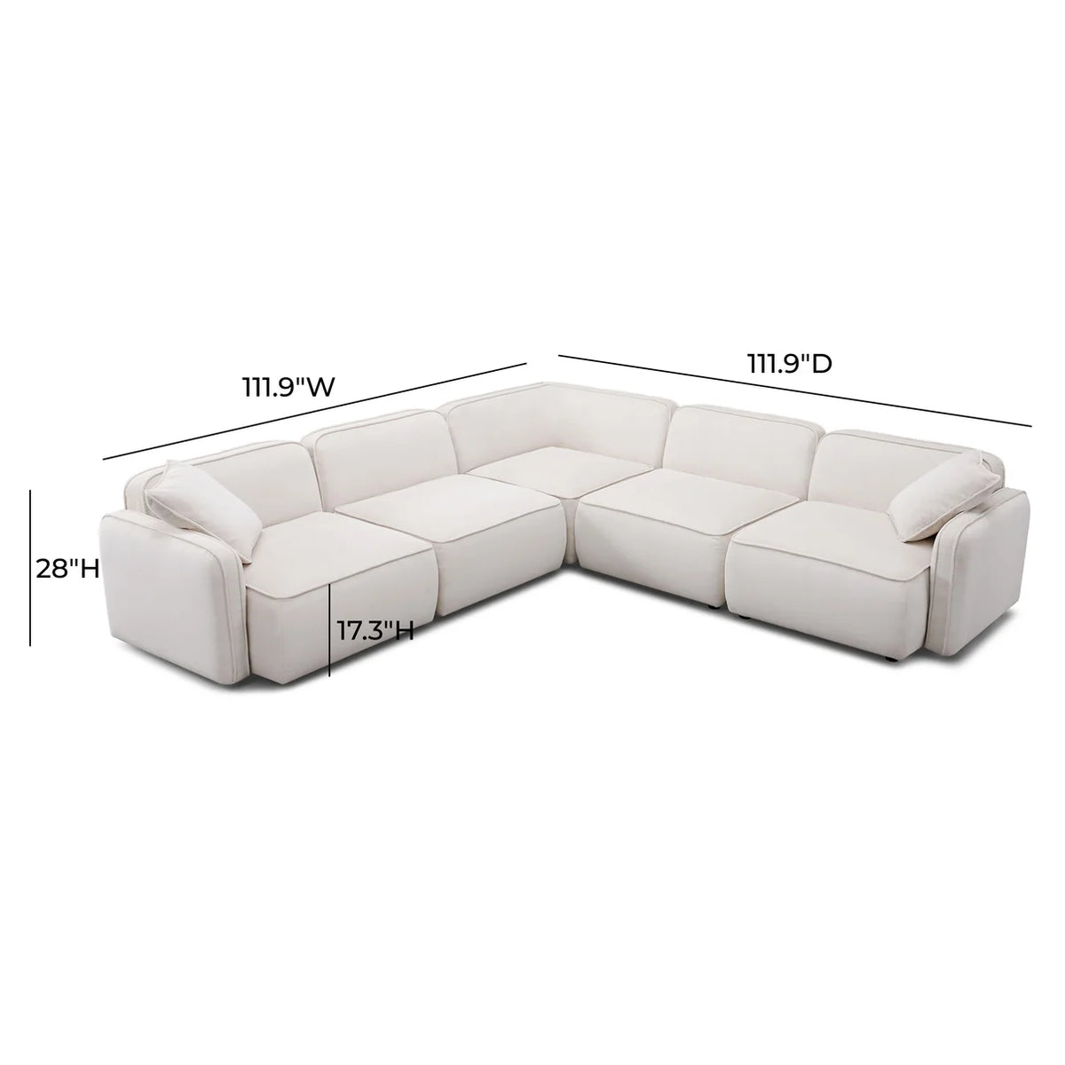 Travie 5-Piece Sand Upcycled Performance Linen Modular L-Sectional