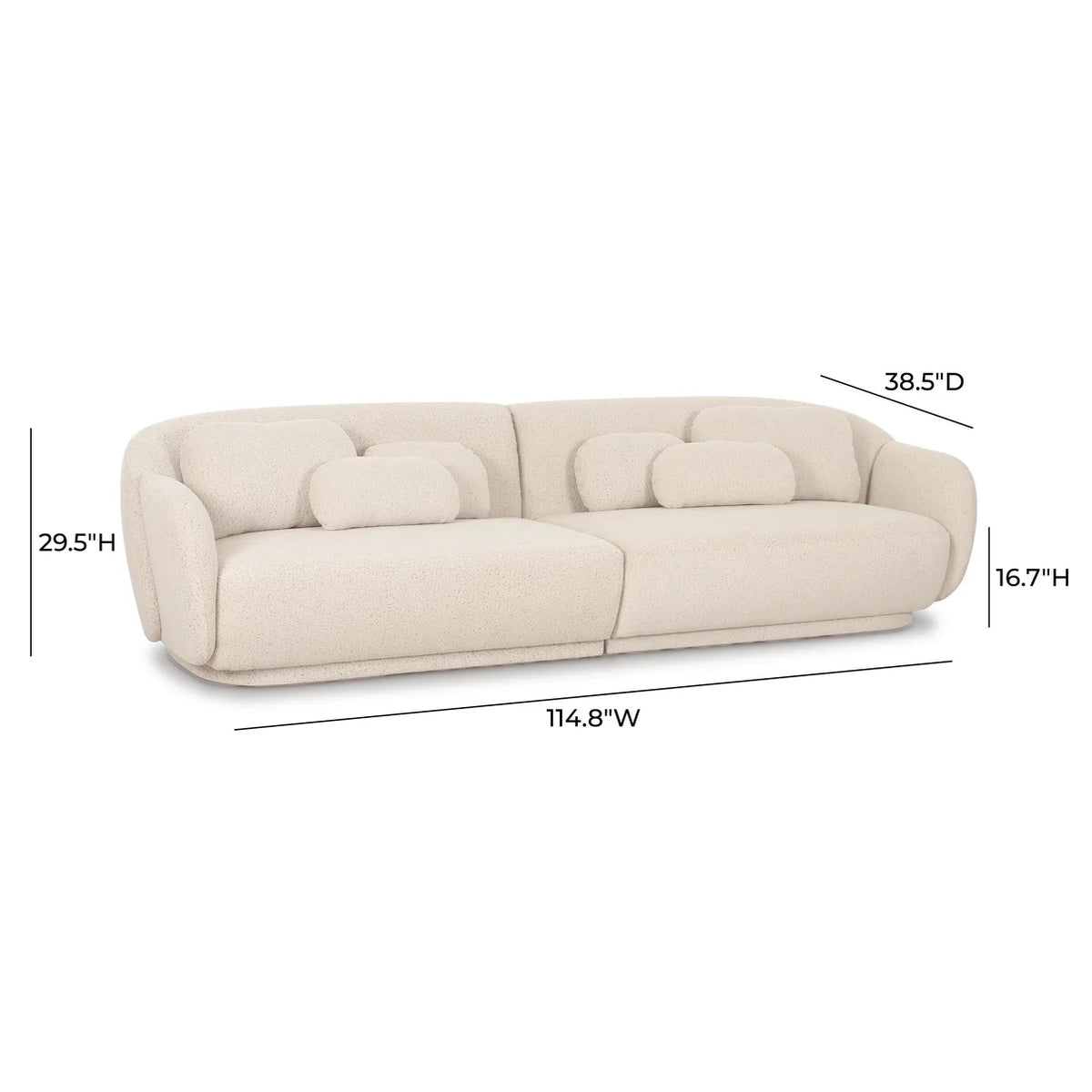Misty 115" Cream Performance Boucle Modular Sofa
