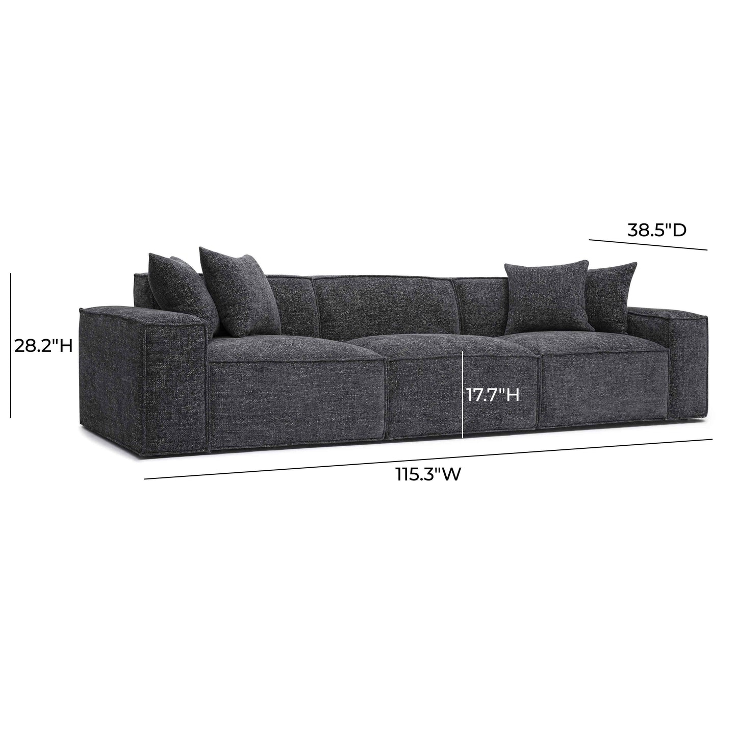 Mindy 115" Performance Chenille Basketweave Modular Sofa