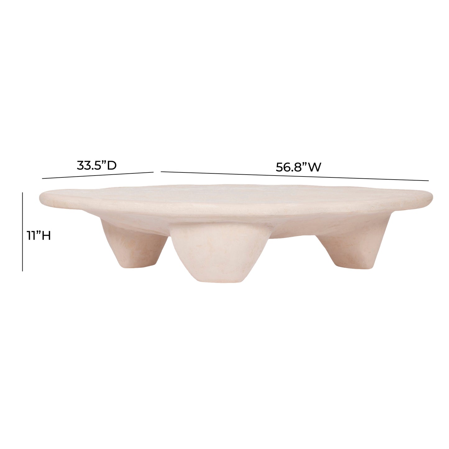 Athen 57" Nude Faux Stone Coffee Table