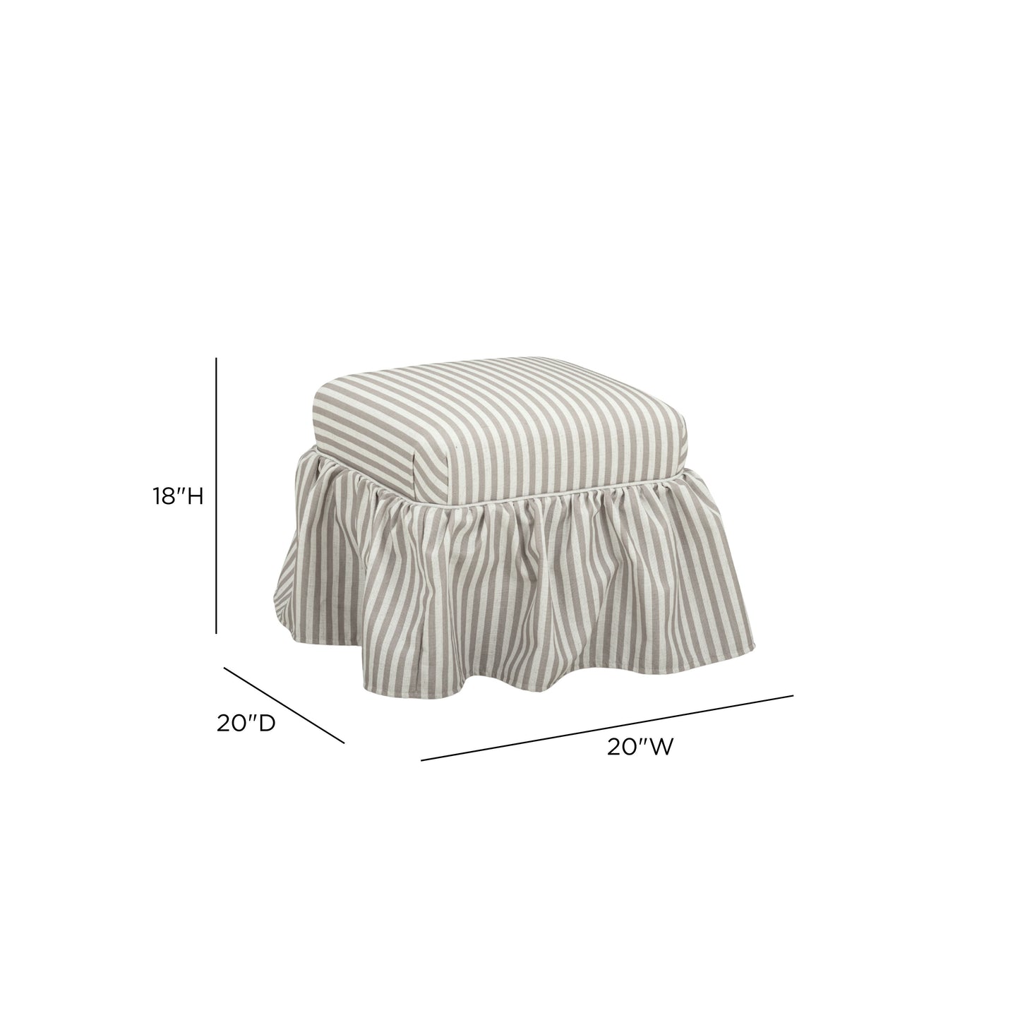 Gertrude Striped Performance Linen Skirted Ottoman