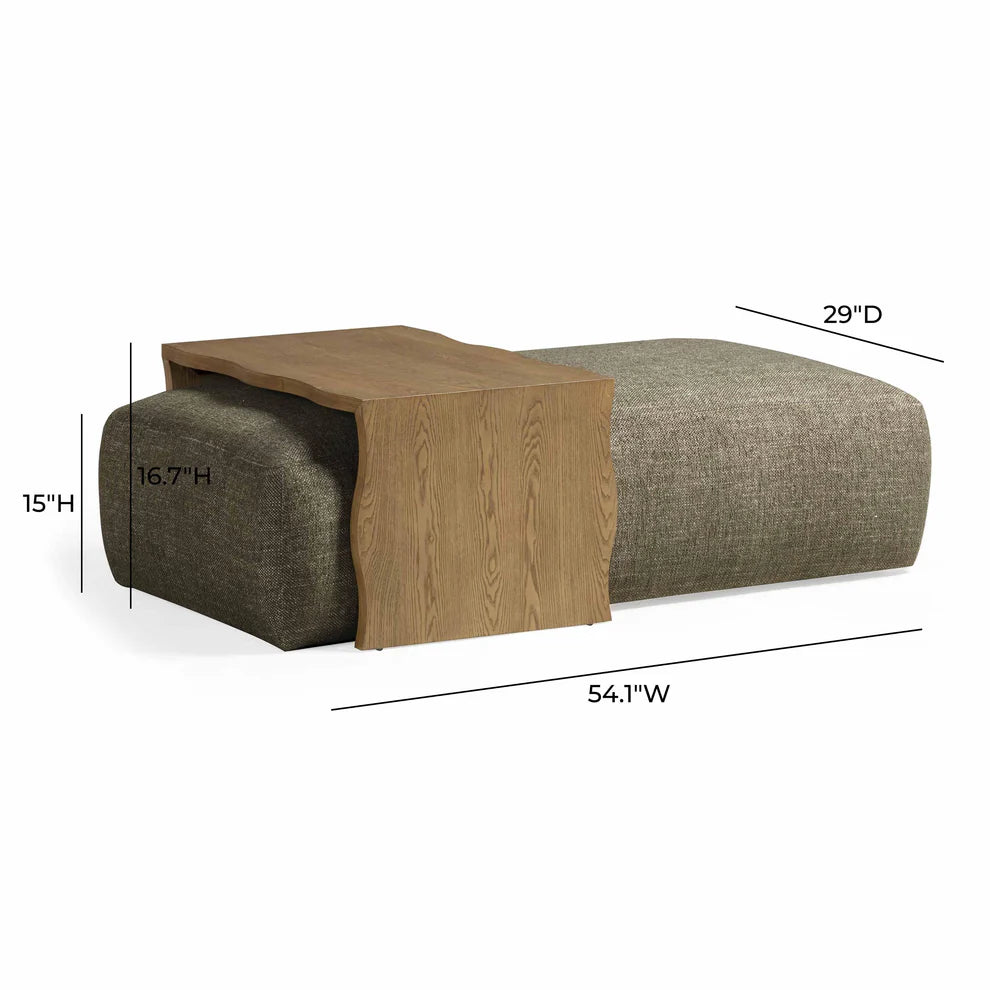 Spencer 54" Performance Basketweave Ottoman with Bridge Table