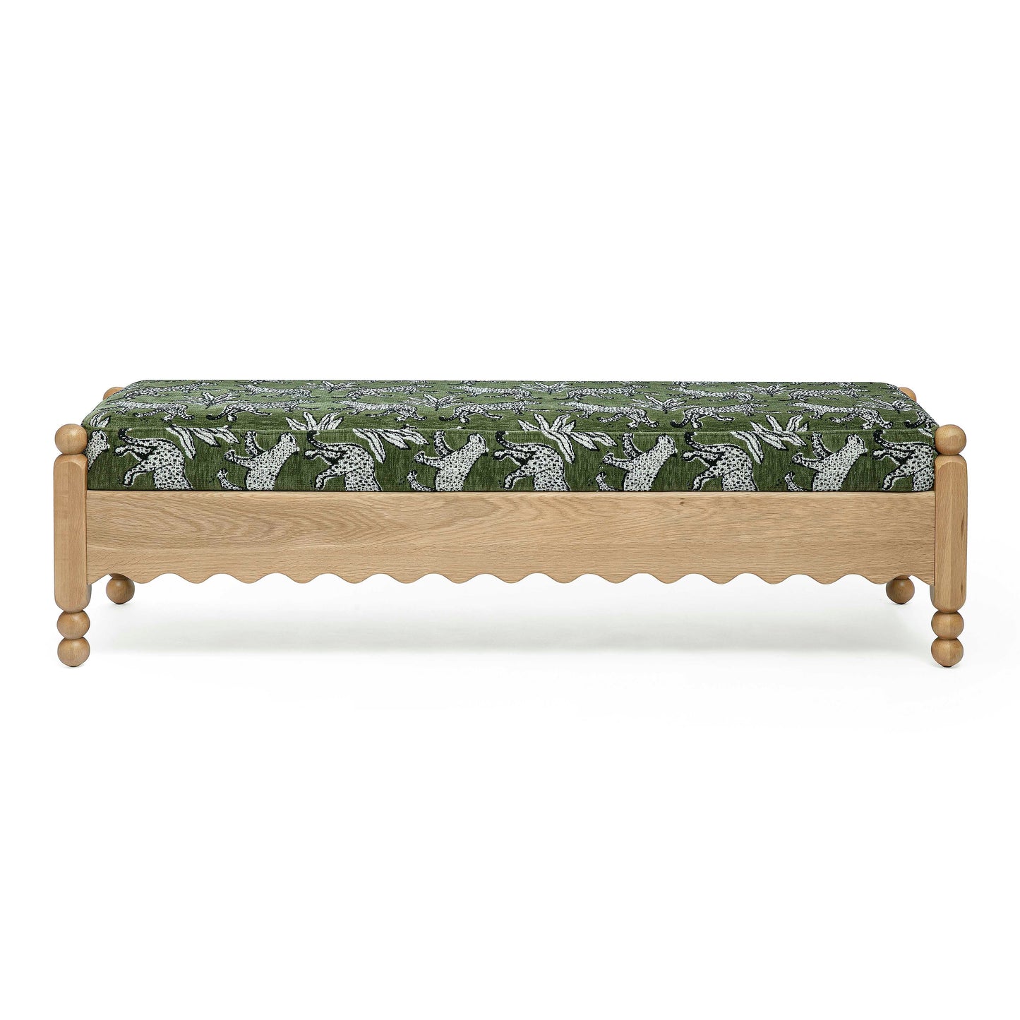Thelma 56" Leopard Performance Jacquard Fabric Bench