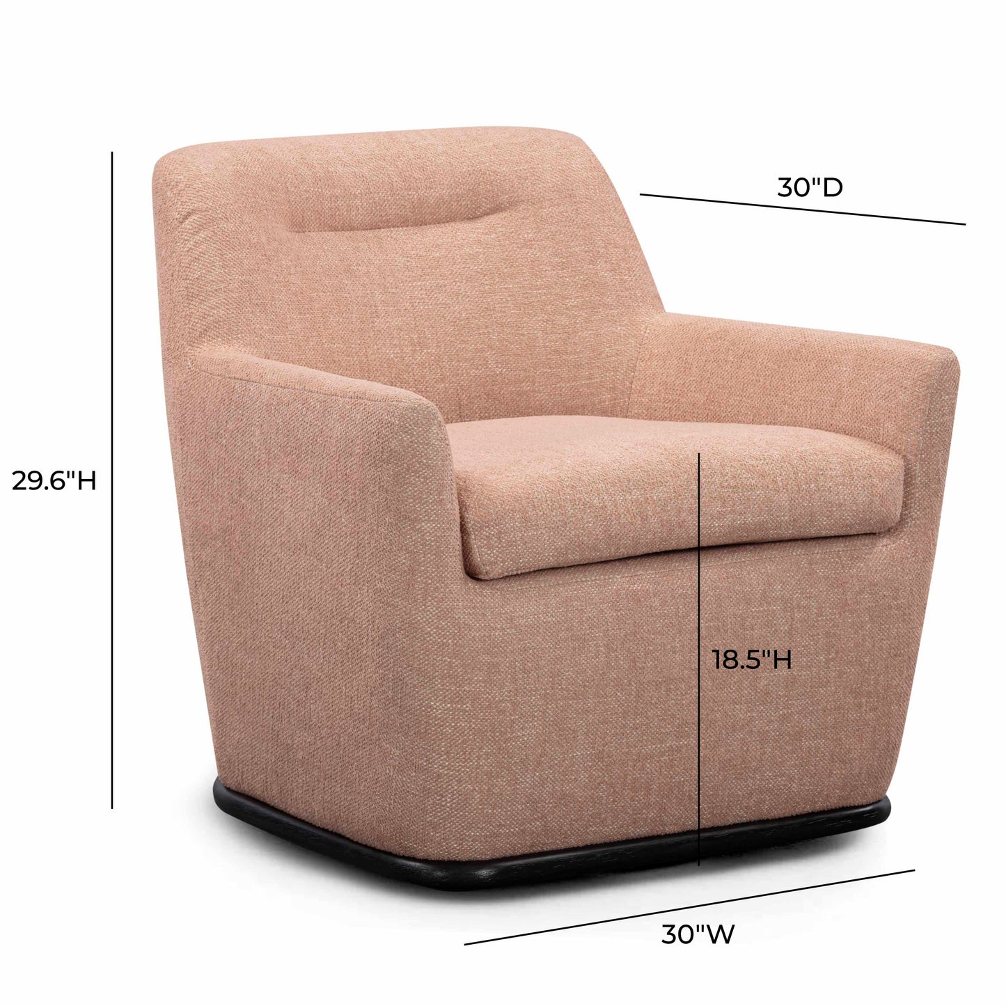 Mado Peach Textured Contract-Grade Fabric Swivel Accent Chair