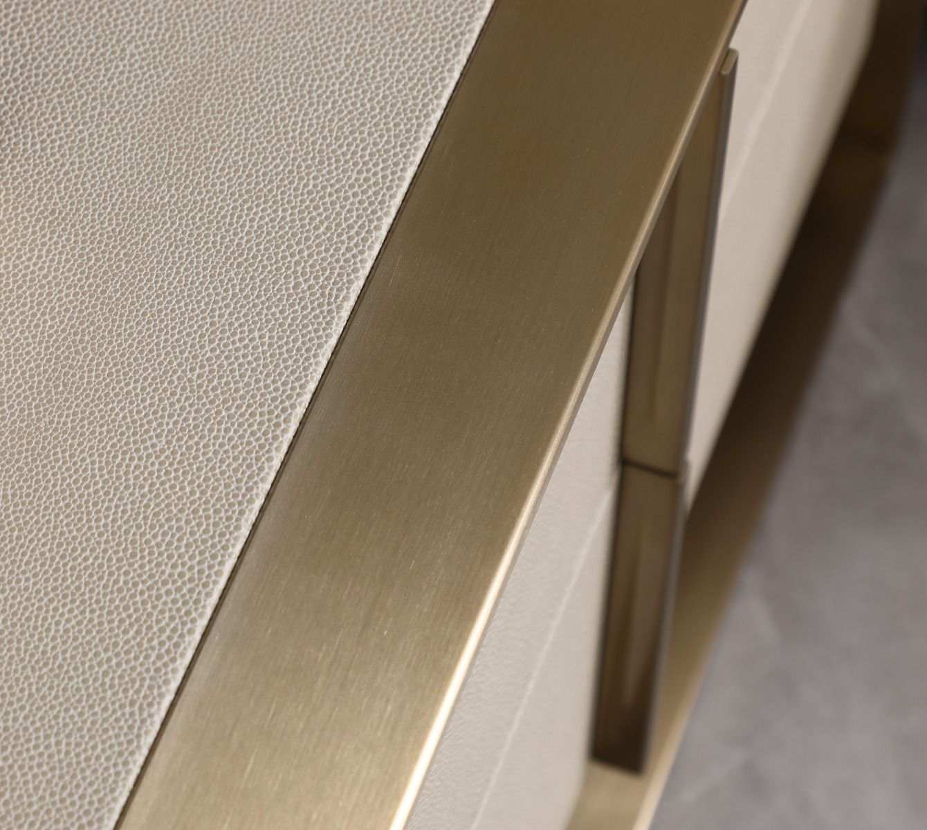 Cartier - Modern Beige Shagreen and Brushed Brass Dresser