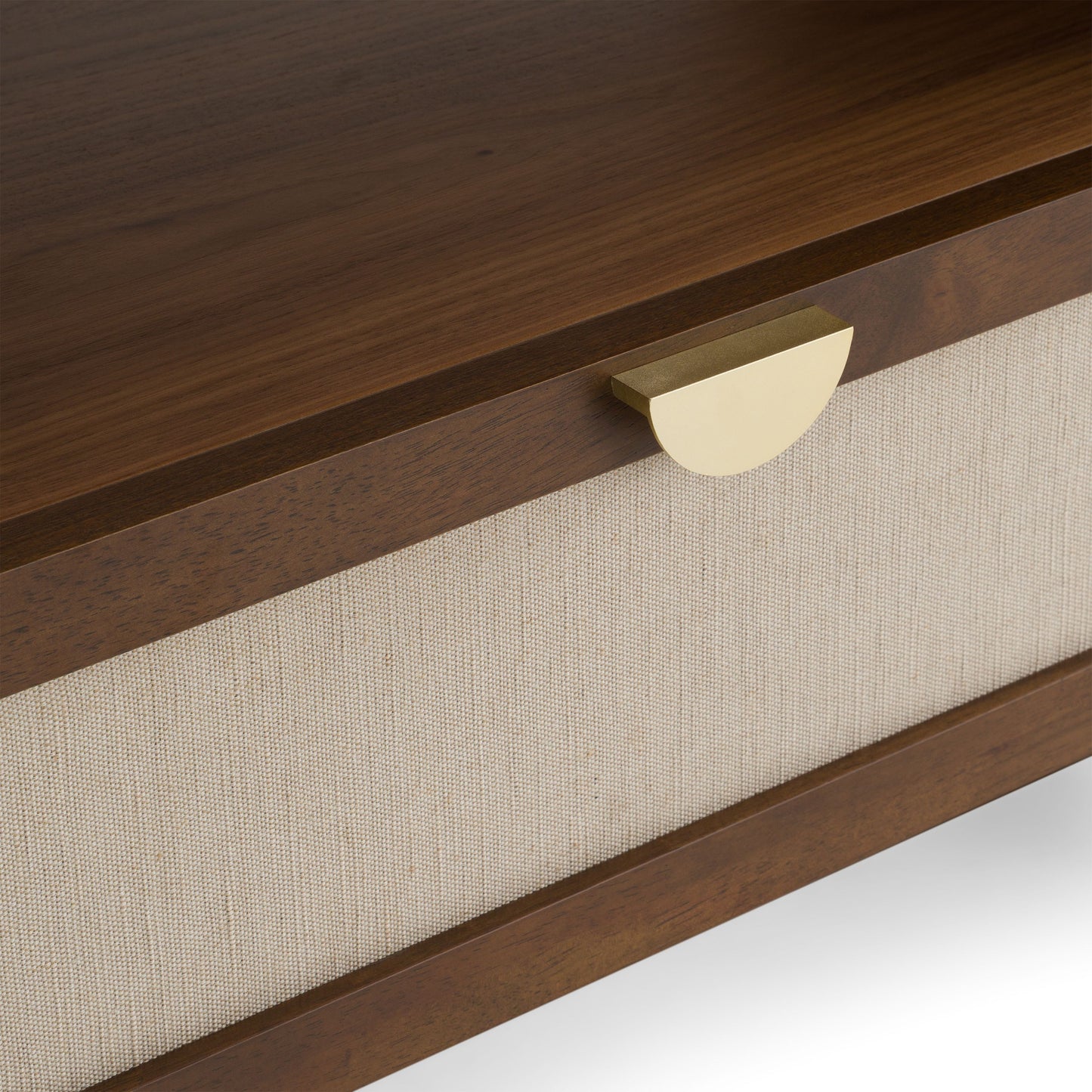 Emilio - Modern Natural Burlap + Walnut Nightstand