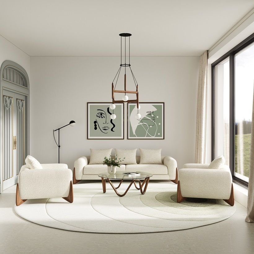 Lassen - Modern Glass & Walnut Coffee Table