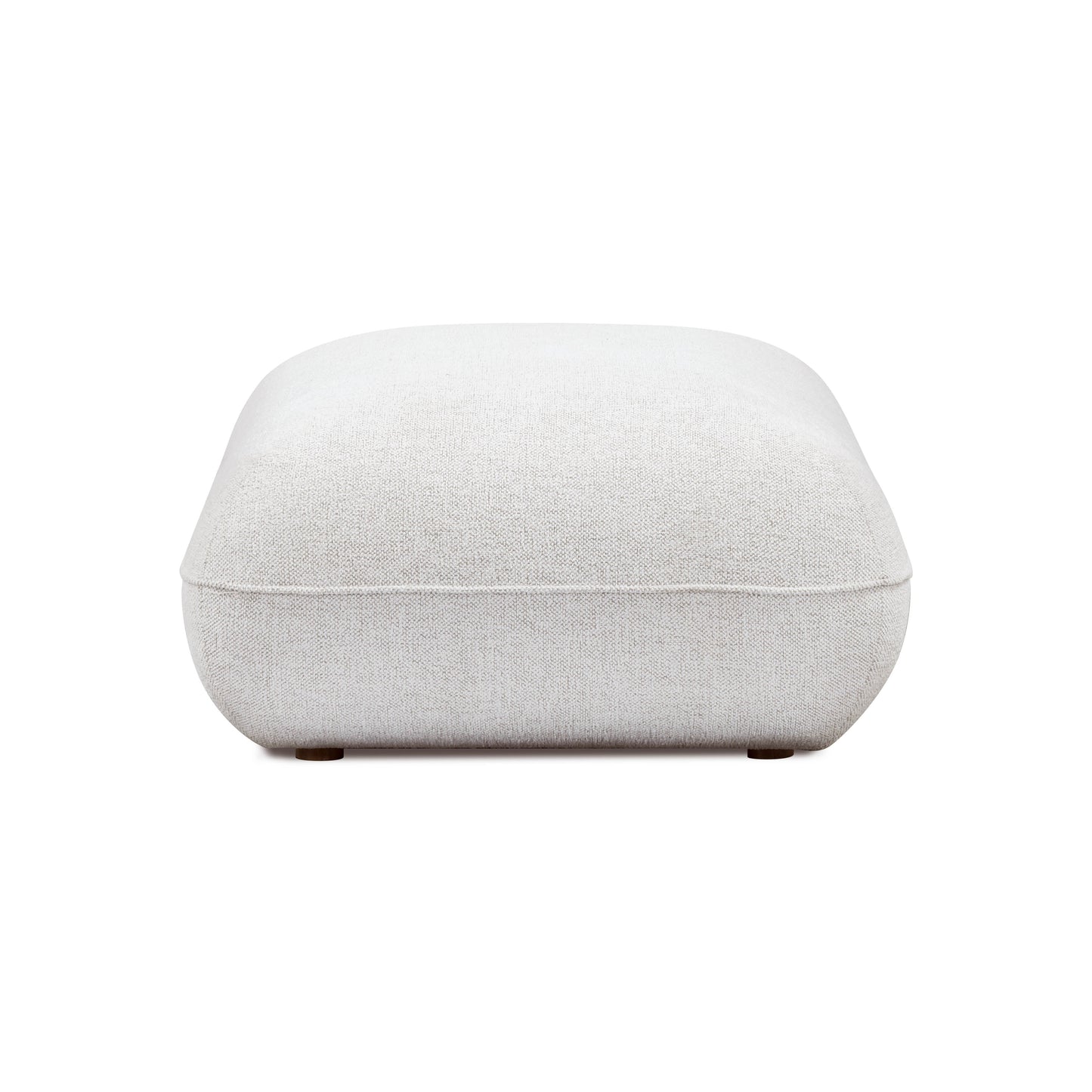 Arezza Stone White Contract-Grade Basketweave Chenille Ottoman