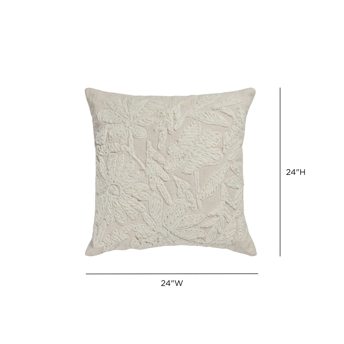 Tabitha 24" Euro Size Square Embroidered Throw Pillow
