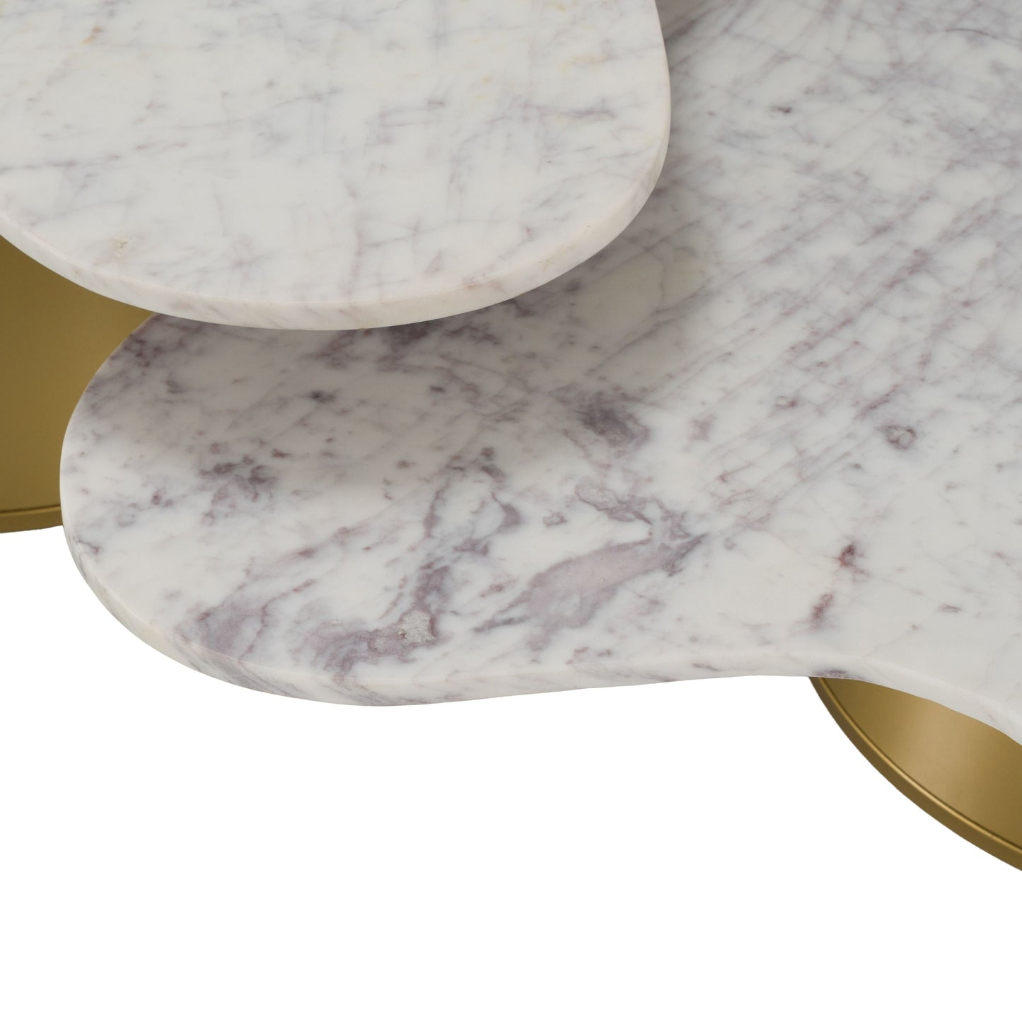 Gabbro - Glam White Marble + Gold Nesting Coffee Table Set