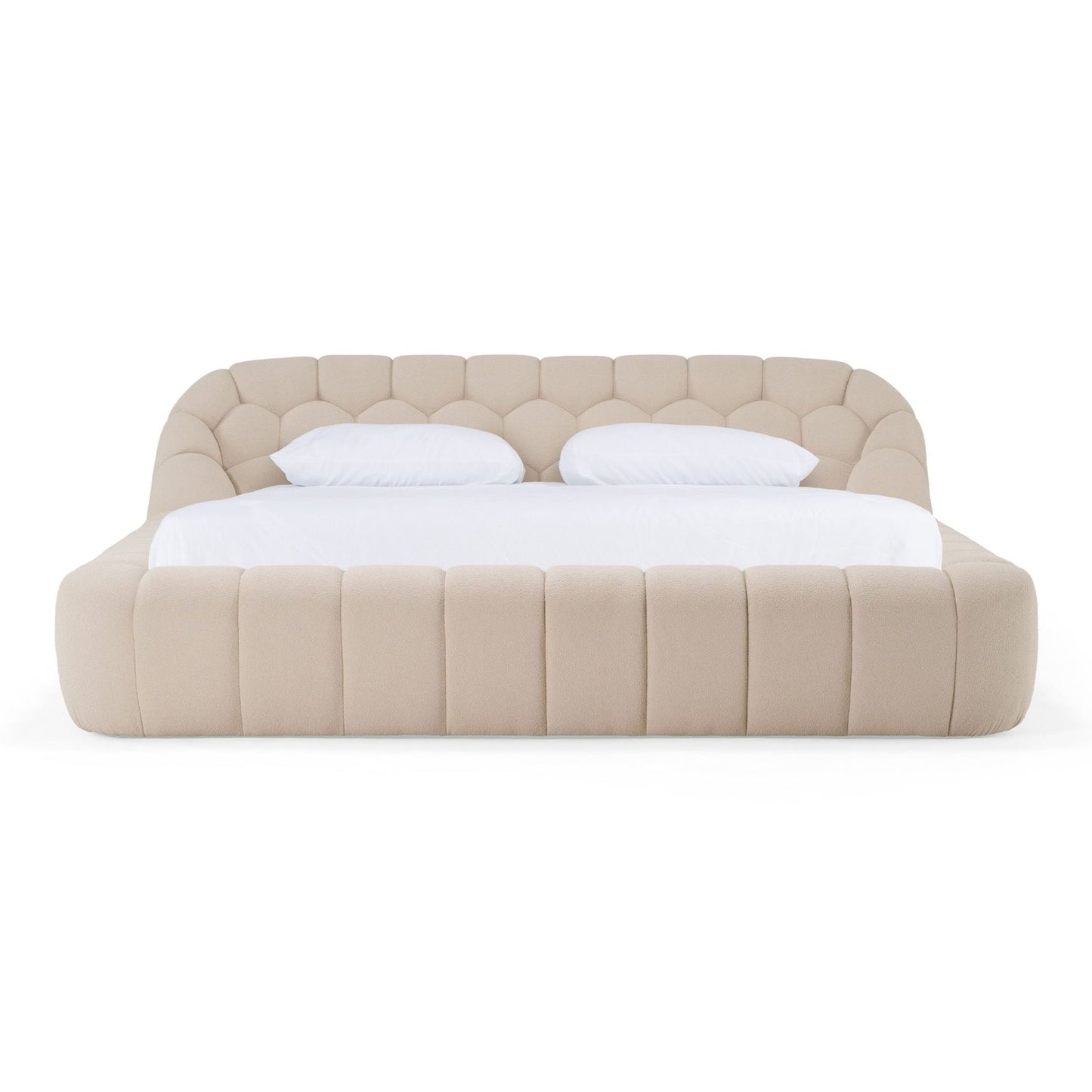 Bubble Modern Beige Fabric Bed - QUEEN