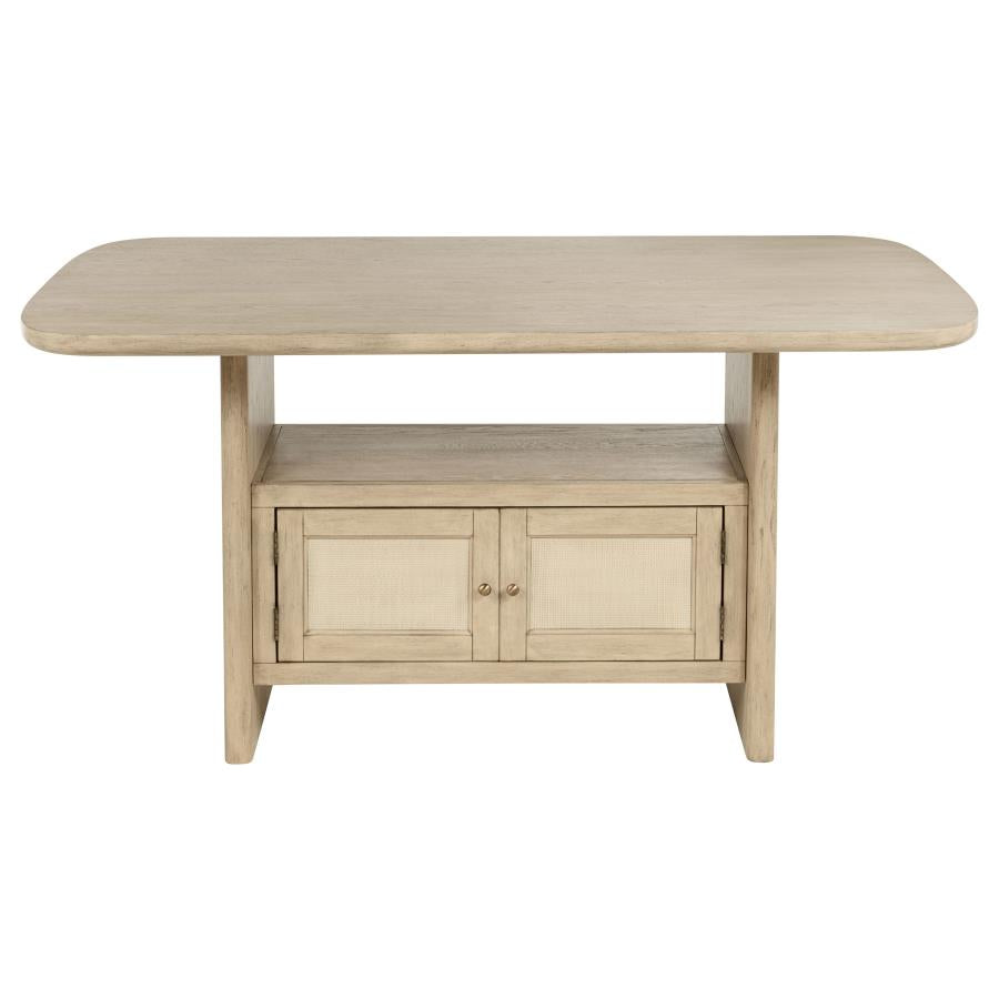 KAILANI CANE COUNTER HEIGHT STORAGE DINING TABLE BEIGE OAK