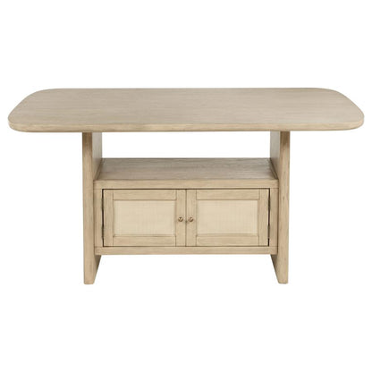 KAILANI CANE COUNTER HEIGHT STORAGE DINING TABLE BEIGE OAK