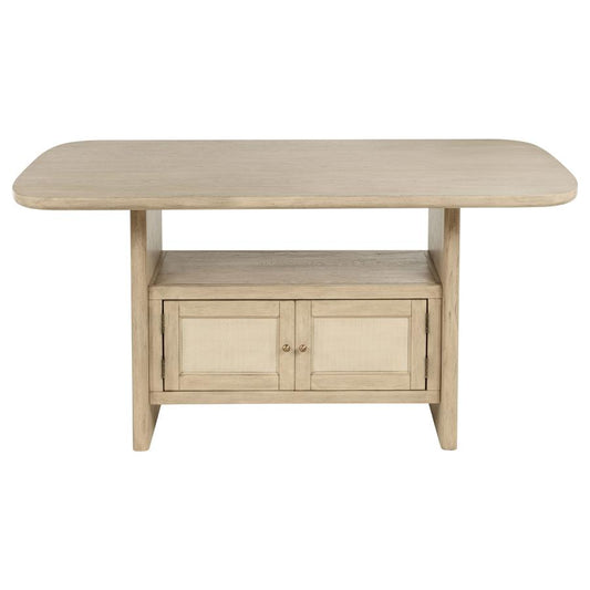 KAILANI CANE COUNTER HEIGHT STORAGE DINING TABLE BEIGE OAK