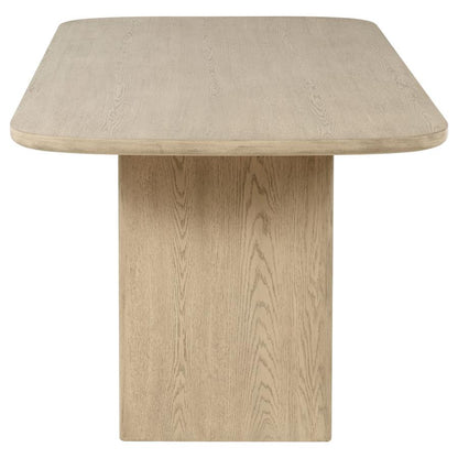KAILANI CANE COUNTER HEIGHT STORAGE DINING TABLE BEIGE OAK