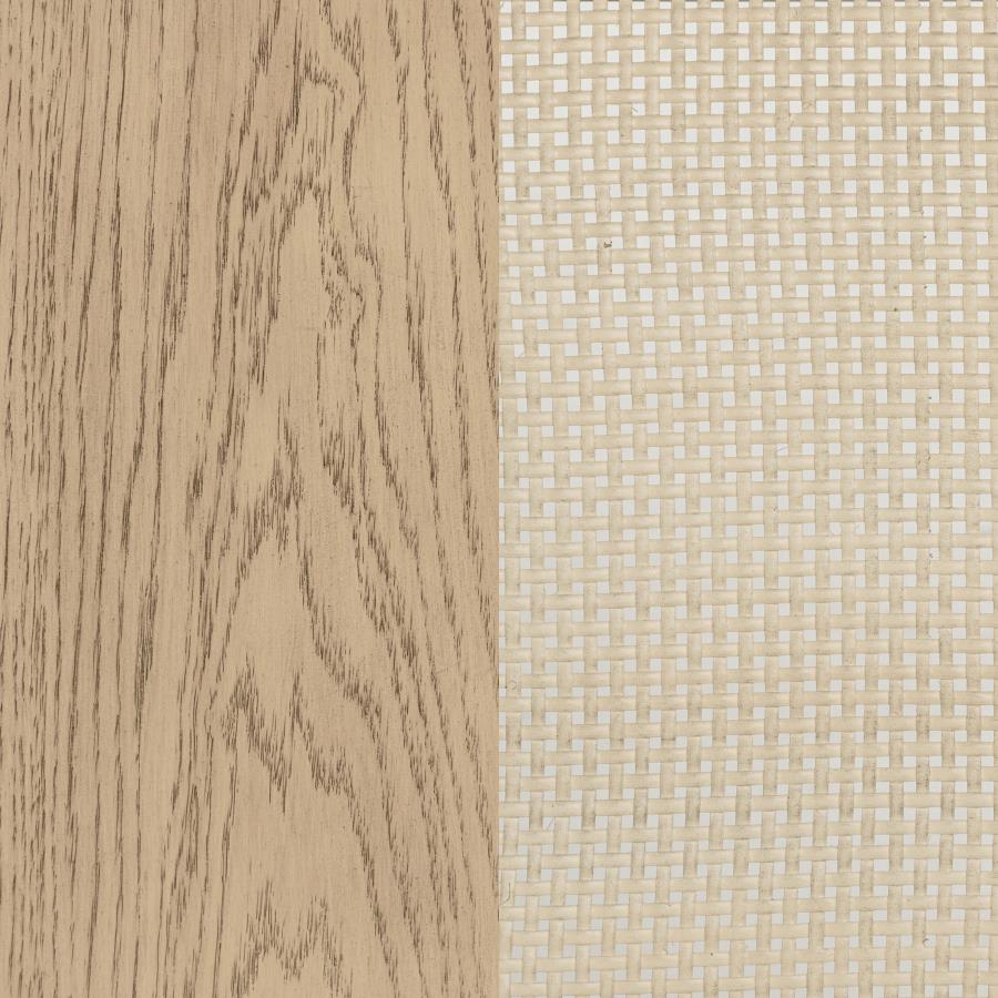 KAILANI CANE COUNTER HEIGHT STORAGE DINING TABLE BEIGE OAK