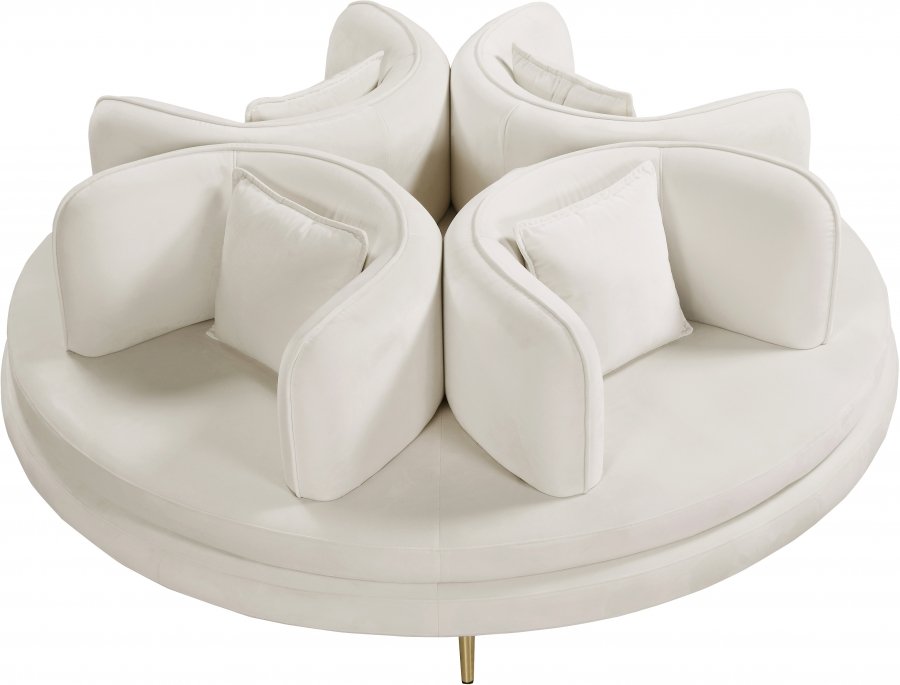 Circlet 72" Velvet Upholstered Roundabout Sofa - beige