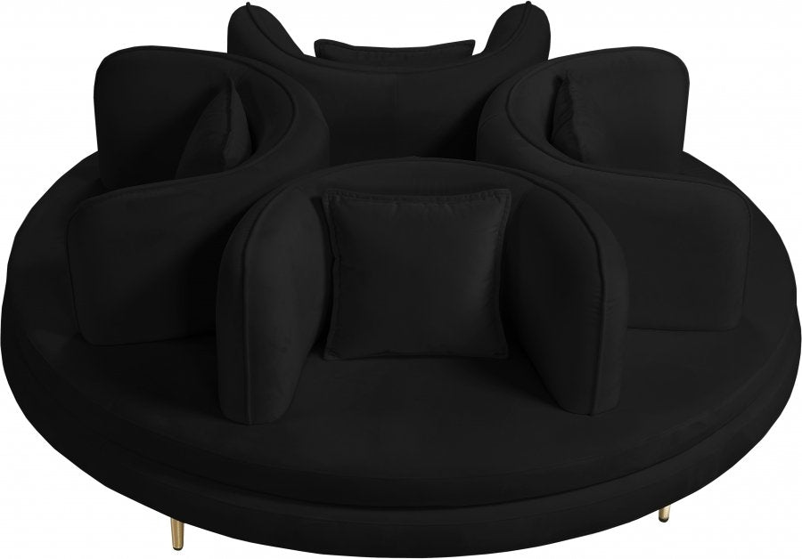 Circlet 72" Velvet Upholstered Roundabout Sofa - black