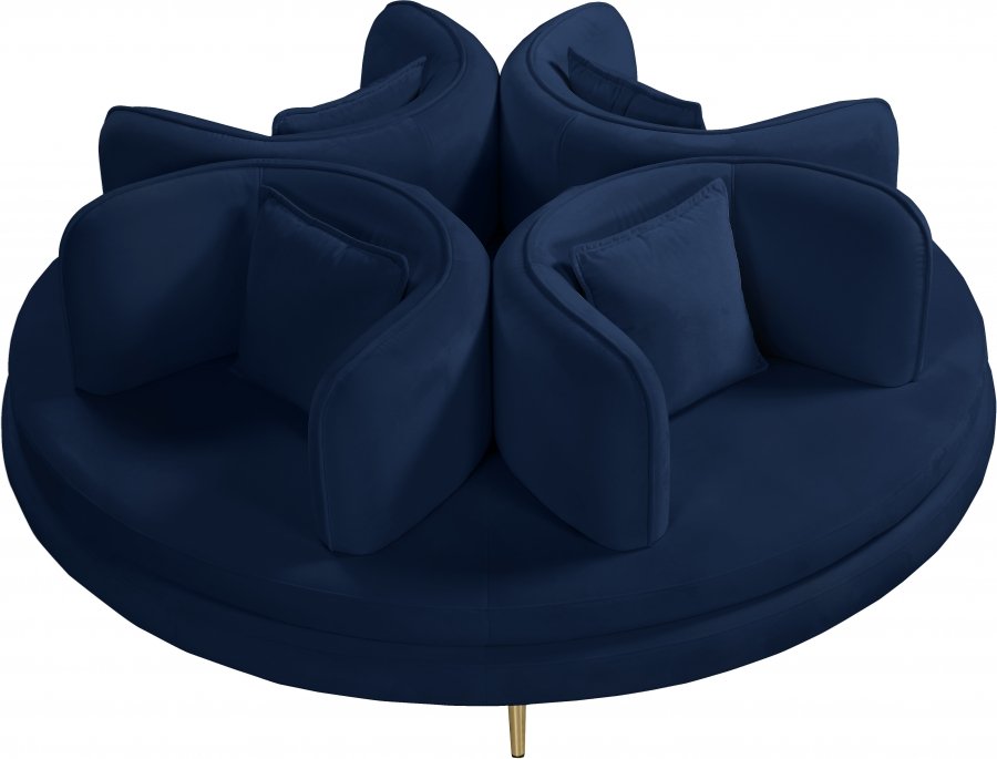 Circlet 72" Velvet Upholstered Roundabout Sofa - blue
