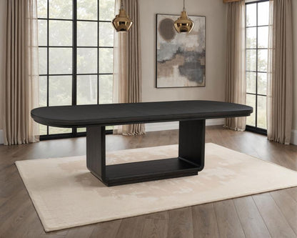 LEANDRO 78-INCH EXTENSION DINING ROOM TABLE BURNISHED BLACK