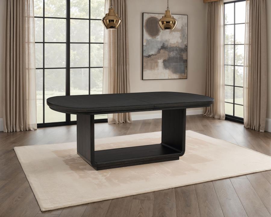 LEANDRO 78-INCH EXTENSION DINING ROOM TABLE BURNISHED BLACK