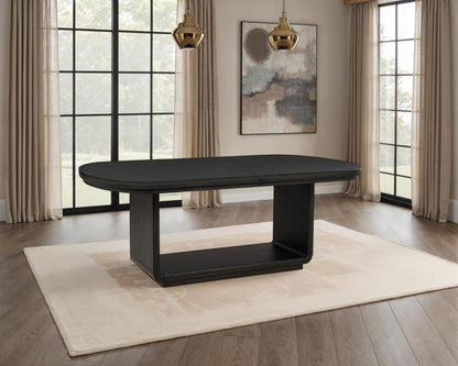 LEANDRO 78-INCH EXTENSION DINING ROOM TABLE BURNISHED BLACK