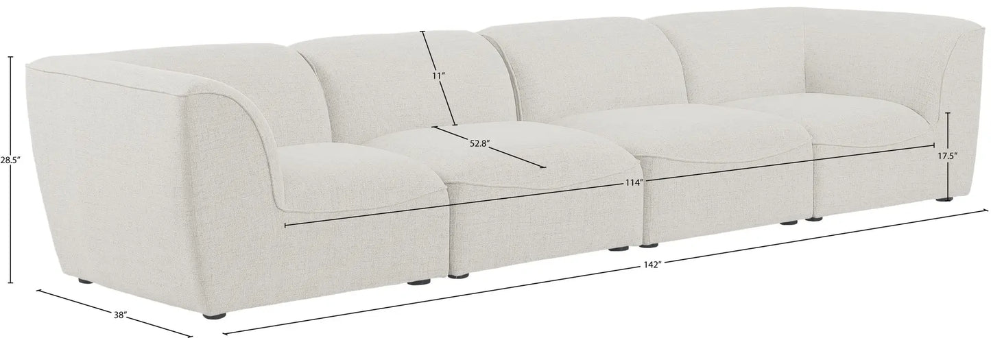 Miram 142" Linen Textured Fabric Upholstered 4pc. Modular Sofa