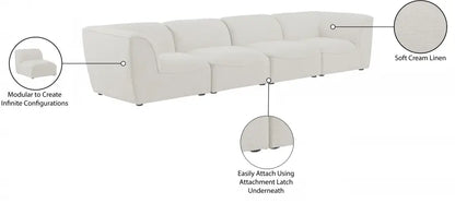 Miram 142" Linen Textured Fabric Upholstered 4pc. Modular Sofa