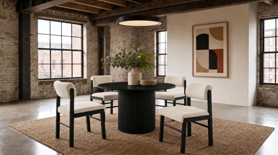 Kehoe Upholstered Dining Side Chair Cream and Black (Set of 2)