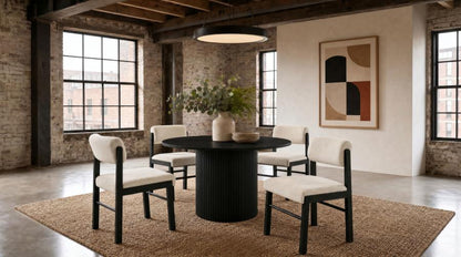 Kehoe Upholstered Dining Side Chair Cream and Black (Set of 2)