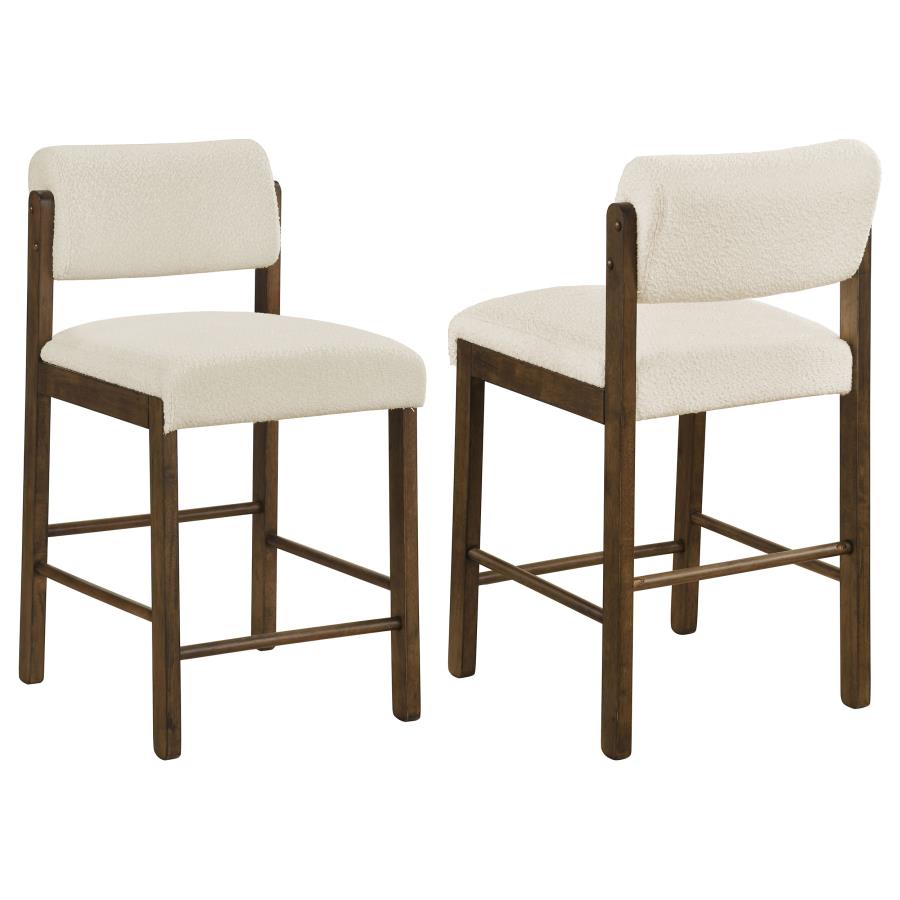 KEHOE UPHOLSTERED COUNTER HEIGHT CHAIR CREAM AND WALNUT (SET OF 2)