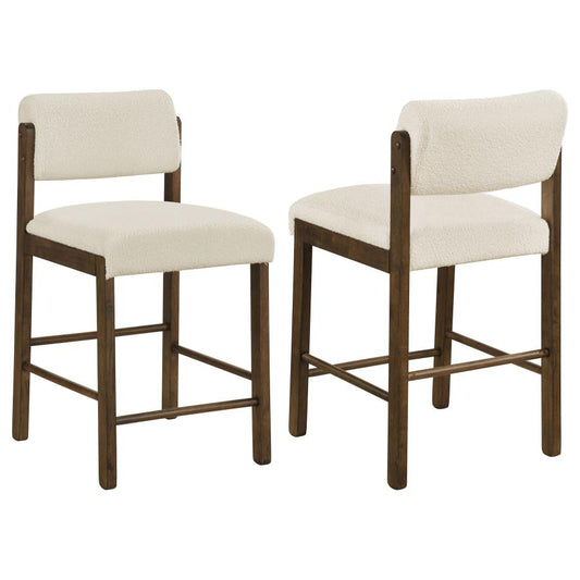 KEHOE UPHOLSTERED COUNTER HEIGHT CHAIR CREAM AND WALNUT (SET OF 2)